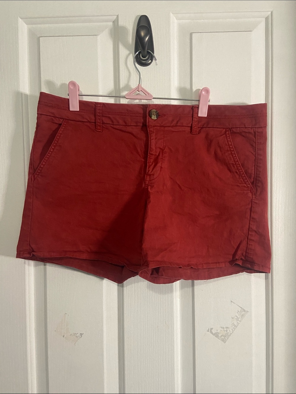American Eagle Outfitters Red Cotton Bermuda Shorts